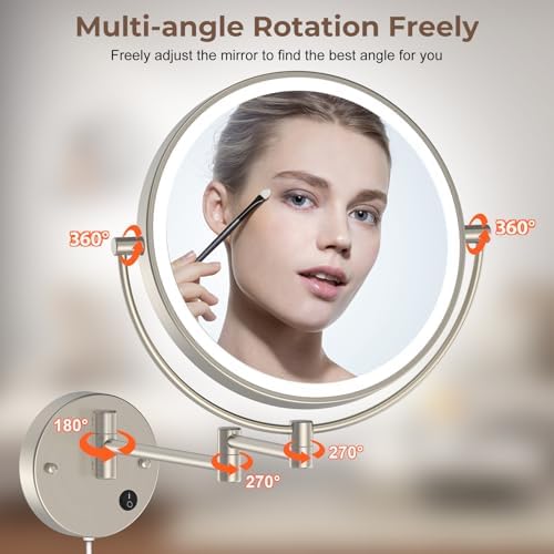 Wall-Mounted Makeup Mirror with LED Light for Bathrooms