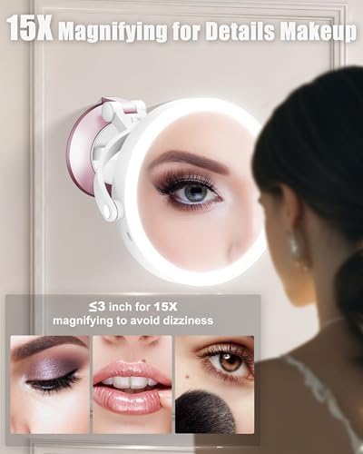 VPU 15X1X Wall-Mounted Magnifying Mirror with Lights