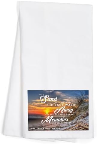 Lantern Press Beach Essentials Sunset at Chincoteague 100 Cotton Tea Towel