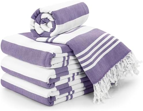Utopia 4-Pack Turkish Beach Towels - 40x72 inches Soft Quick-Dry