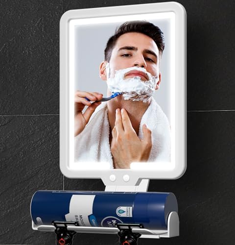 Fogless Heated 95x7in Shower Mirror with Storage for Shaving
