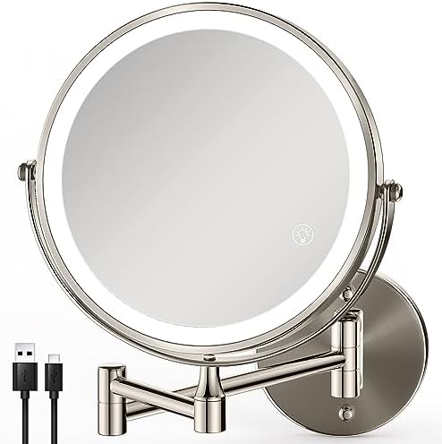 Rechargeable Wall Mounted Makeup Mirror with Lights Extension