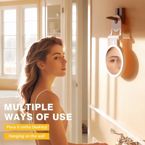 1X30X Magnifying Mirror with Light Double-Sided Portable auxmircom