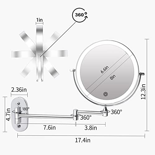 Rechargeable Magnetic 8-inch Makeup Vanity Mirror