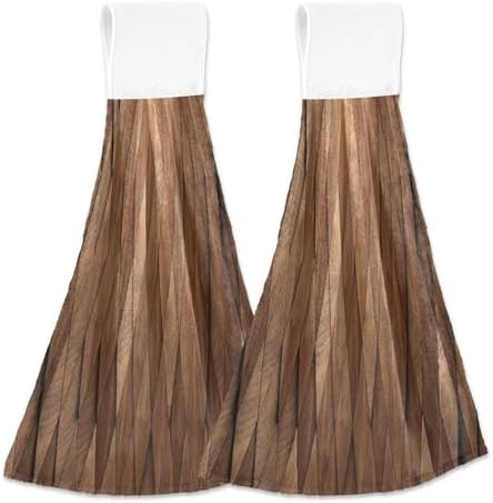 Vertical Rhomb Wooden Cubes Kitchen Hanging Hand Towels 2 Pair