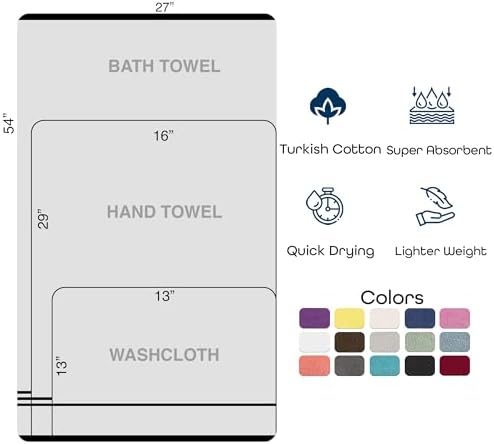 Beautiful Premium Turkish Cotton Bath Towels Set by Hawmam Linen