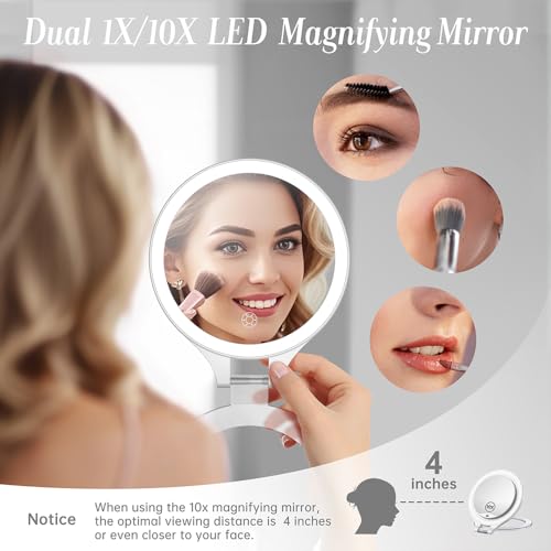 Luxspire 10x Double Sided Makeup Mirror with Light
