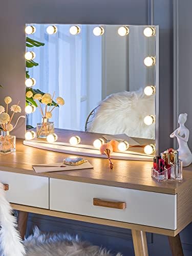 LUXFURNI Hollywood Vanity Mirror with Lights 26x21 Inch 1