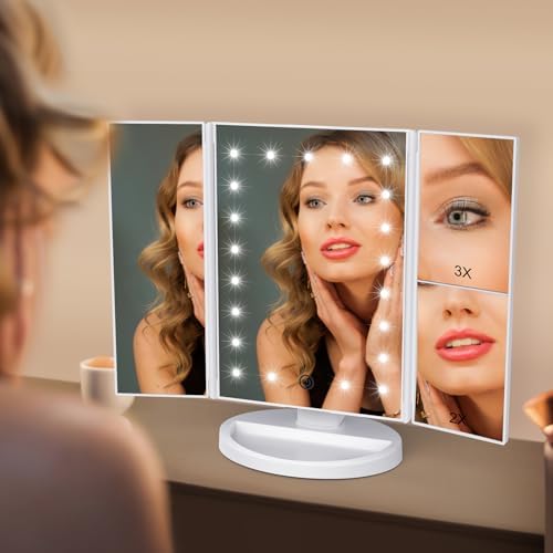 Amplified Vanity Mirror with 21 LED aturaL Light 180 Rotatable 3X2X magnification