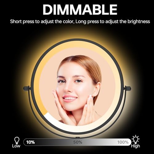 Rechargeable Wall-Mounted Makeup Mirror with 3_light Modes and Touch Control