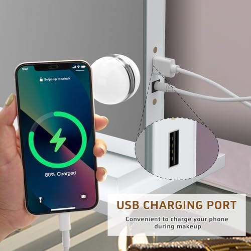 Fench_lin Vanity Mirror for Makeup with Speaker USB Charging