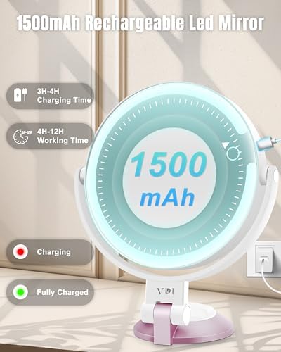 VPU 15X1X Wall-Mounted Magnifying Mirror with Lights