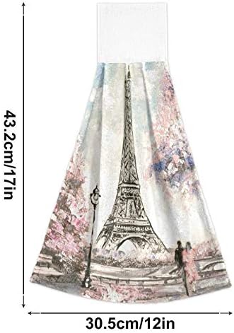 Paris Eiffel Tower Spring Kitchen Hand Towels 2-Piece Pink Set