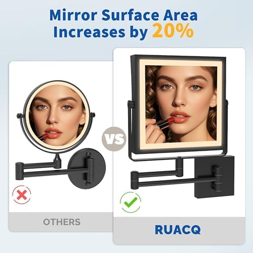Ruacq Rechargeable Double-Sided Makeup Mirror with Lights