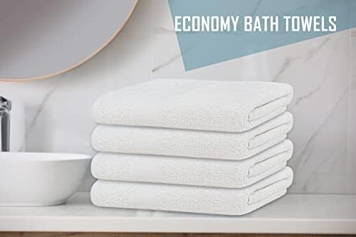 12-Piece Bulk 20x40 White Bath Towels - Eco-Friendly Cotton - Quick-Drying Durable