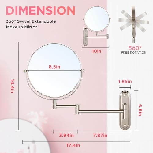 Wall-Mounted Double-Sided 85-inch Makeup Mirror with 360 Swivel