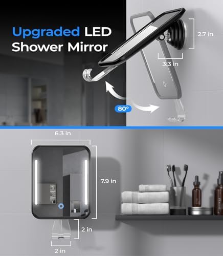 Gospire Heated Fogless Mirror with Light and Adjustable Brightness