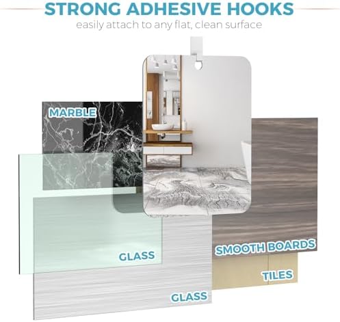 Fogless Shower Mirror with Adhesive Hooks