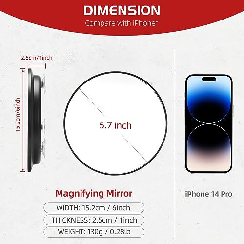 30X Magnifying Mirror Round Travel Mirror with Suction Cups