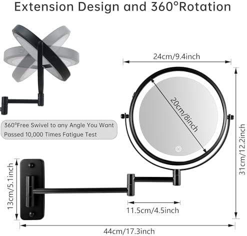 JANEEVA 8 Wall-Mounted Lighted Makeup Mirror