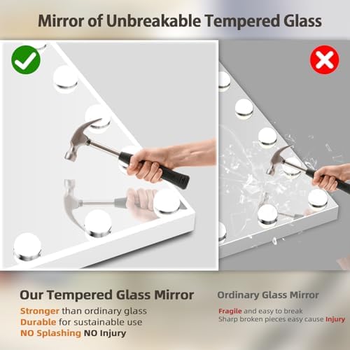 FENCHILIN Vanity Mirror With 15 Dimmable LED Lights 10x Magnifier