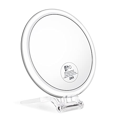 20x Magnifying Handheld Mirror 6-inch Double-Sided Travel-Friendly