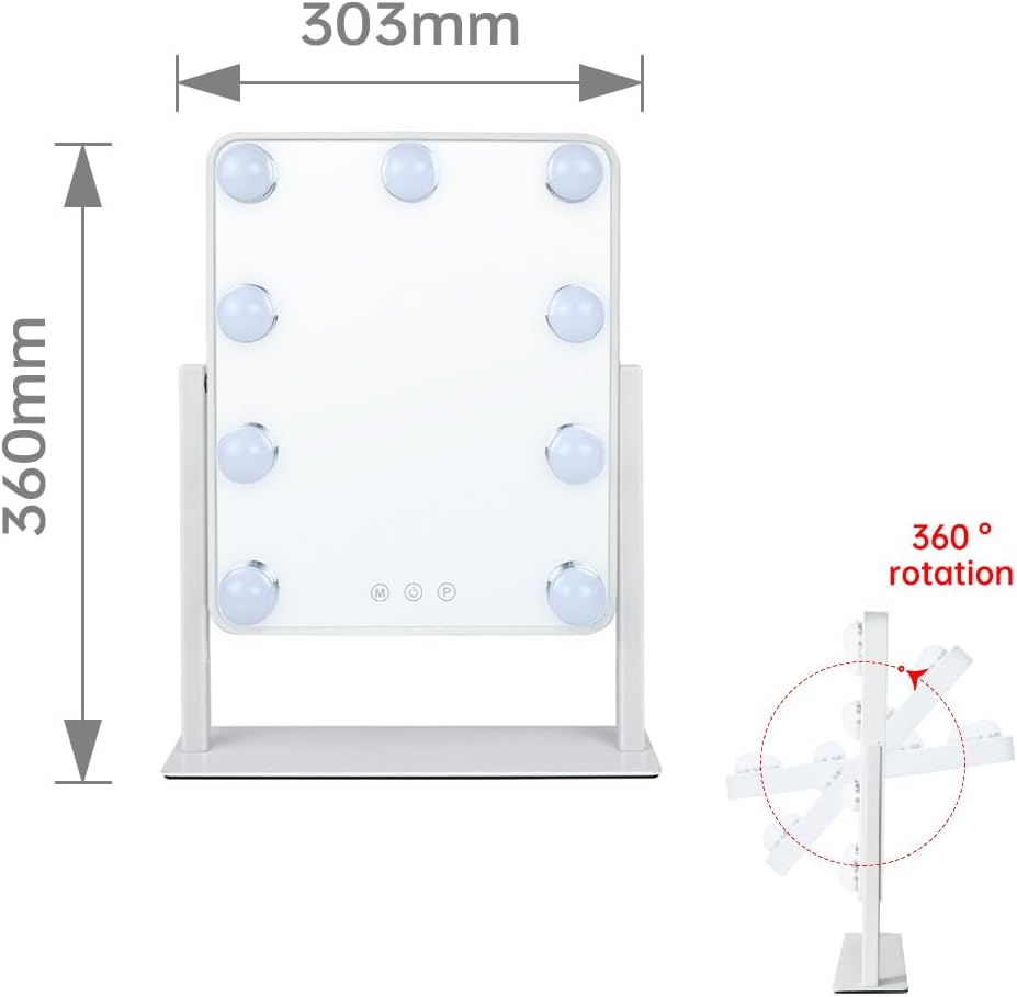 Hollywood Vanity Mirror with Lights - 10X Magnification Smart Touch Control