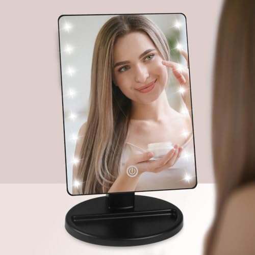 Compact Lighted Makeup Mirror with Dual Power Supply