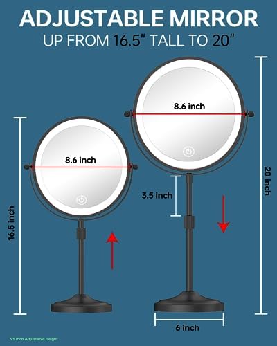 9 Lighted Makeup Mirror with 1X 10X Magnifying Vanity Mirror