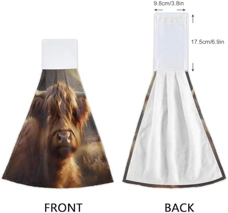 Highland Cow Brown Kitchen Hand Towels