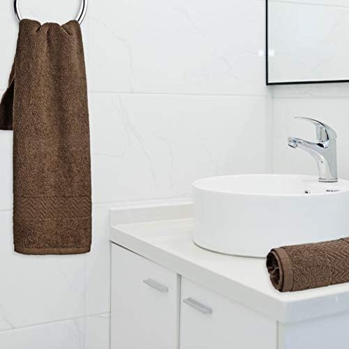 Cleanbear 13x28 Cotton Hand Towels Soft Durable Brown
