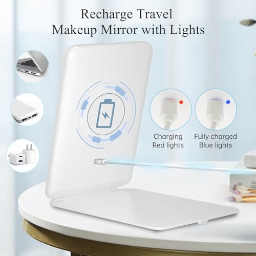 FUNTOUCH Rechargeable Travel Makeup Mirror with 72 LED Lights