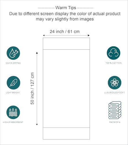 Luxury Cotton Bath Towels 100 Soft Absorbent 6-Pack Set