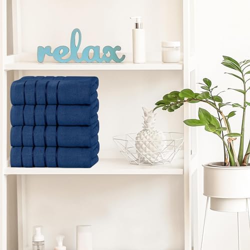 Utopia Towels 4 Pack Premium Viscose Bath Towels Set Navy