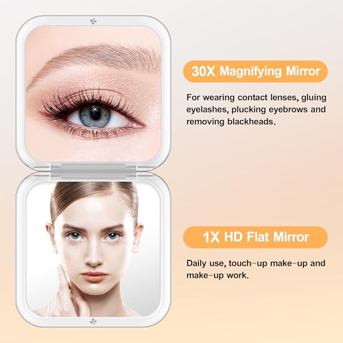 MIYADiva Compact Mirror with 30X Magnification for Travel