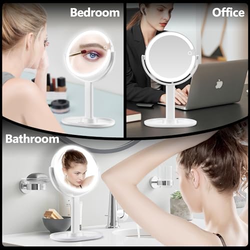 MIYADIVA Dual-Sided 20X Makeup Mirror with Lights