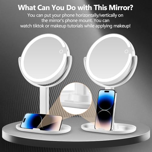MIYADIVA Dual-Sided 20X Makeup Mirror with Lights