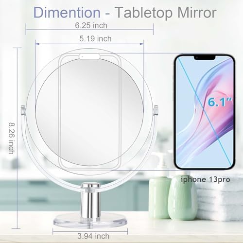 Stylish Double-Sided Makeup Mirror with 1X 15X Magnification