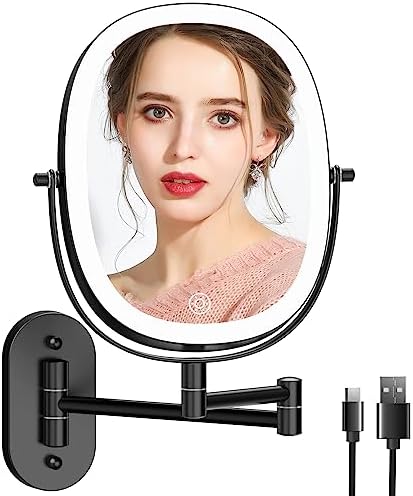 FUNTOUCH Rechargeable Wall-Mounted Lighted Makeup Vanity Mirror