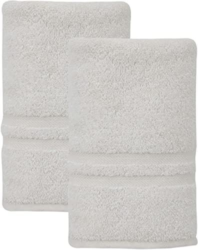 Set of 2 Premium 100 Turkish Cotton Grey Hand Towels