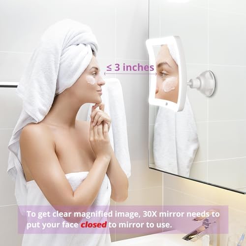 30x Lighted Magnifying Mirror w Suction