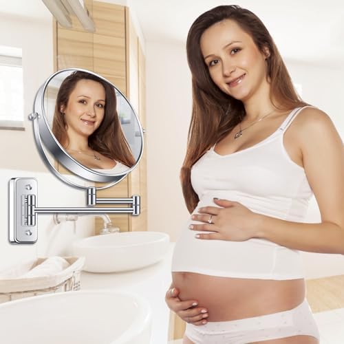 8 Wall Mounted Magnifying Mirror for MakeUp Grooming in Chrom