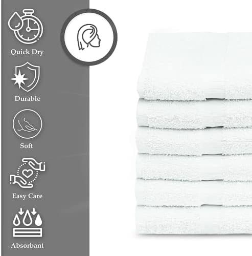 Quick-Dry 12-Piece White Bath Towels