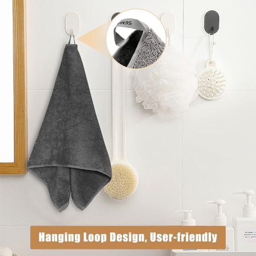 Premium 13x13 Cotton Grey Wash Cloths Set with Hanging Loops