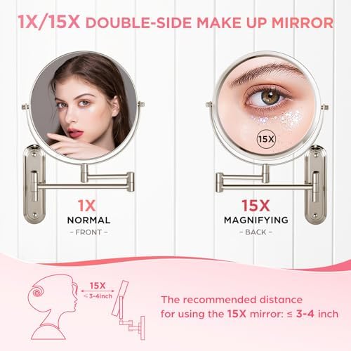 Wall-Mounted Double-Sided 85-inch Makeup Mirror with 360 Swivel