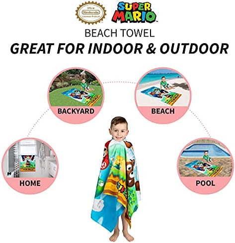 Franco Super Mario Beach Towel Mario bath towel beach swimming kids friendly