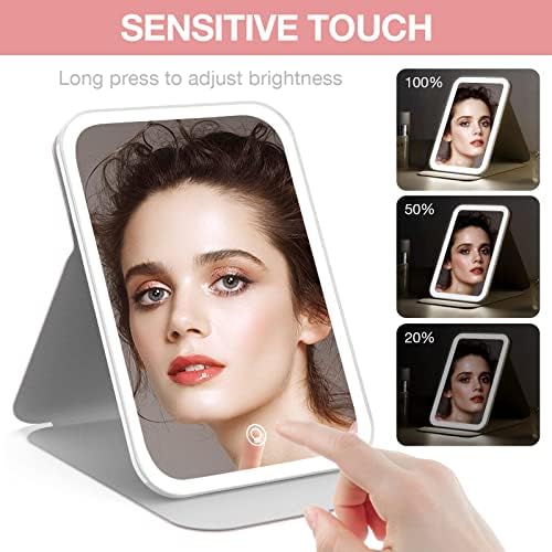 Kintion Travel Makeup Mirror Portable LED Lighted Vanity Mirror