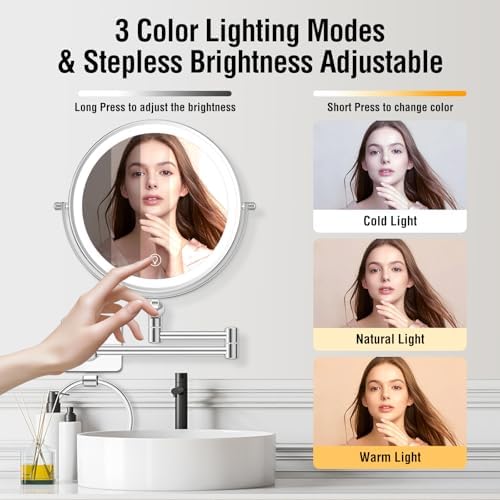 Wall-Mounted 360-Degree Adjustable Makeup Mirror