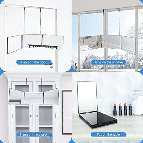 360 Degree Trifold Mirror with Adjustable Height and Magnifying Glass