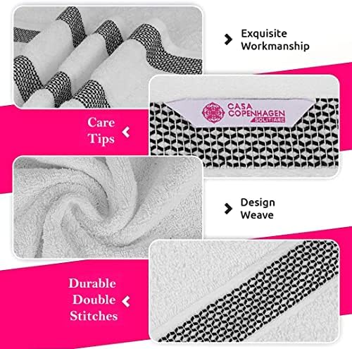 Soothing Solitaire Mix 6-Piece Egyptian Cotton Towels Set White Jet Black